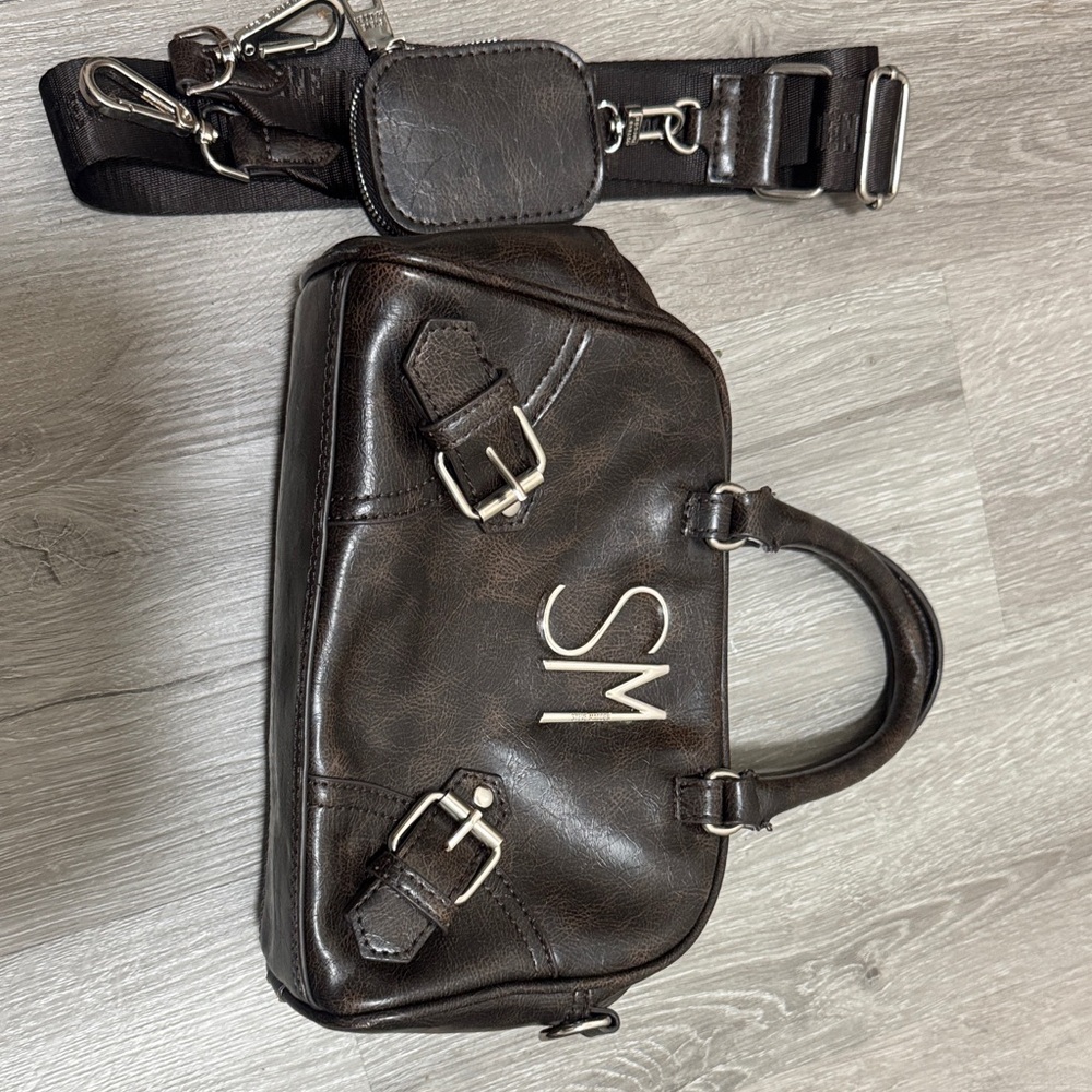 Steve Madden Dark Brown Leather Duffel Bag